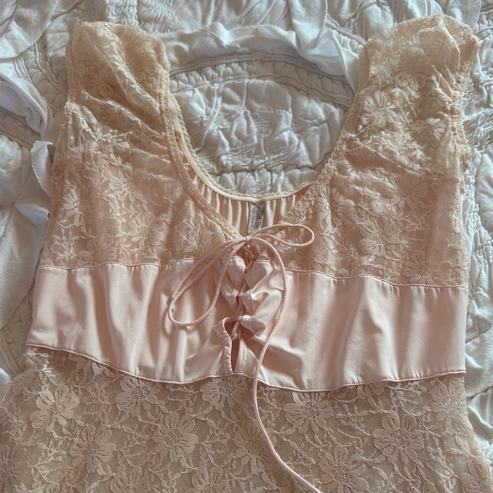 Free People Lace Midi Dress in Soft Beige - Picture 4 of 10